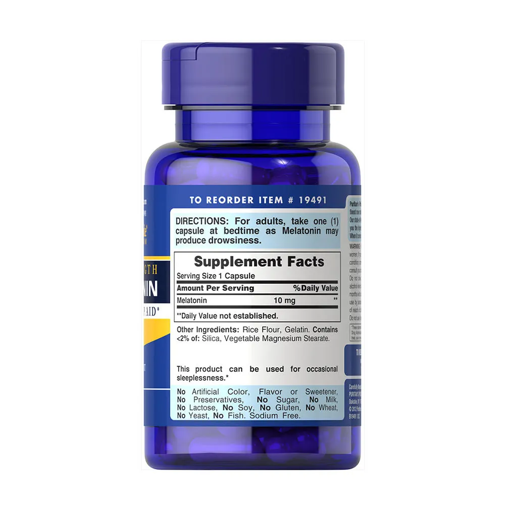 Puritan's Pride Melatonin 10 mg (60 Capsules) - Image 4