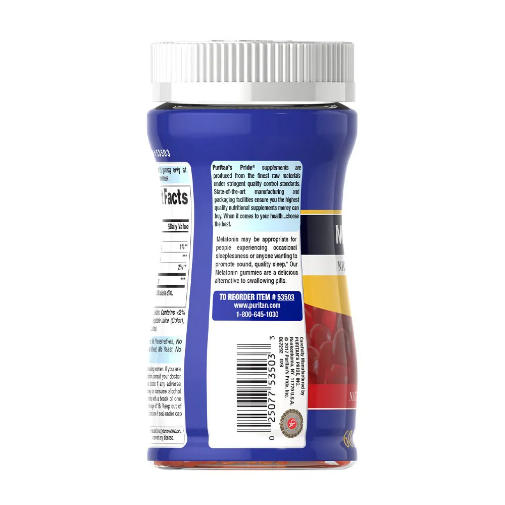 Puritan's Pride Melatonin Gummy 2.5 mg (60 Gummies, Strawberry) - Image 5