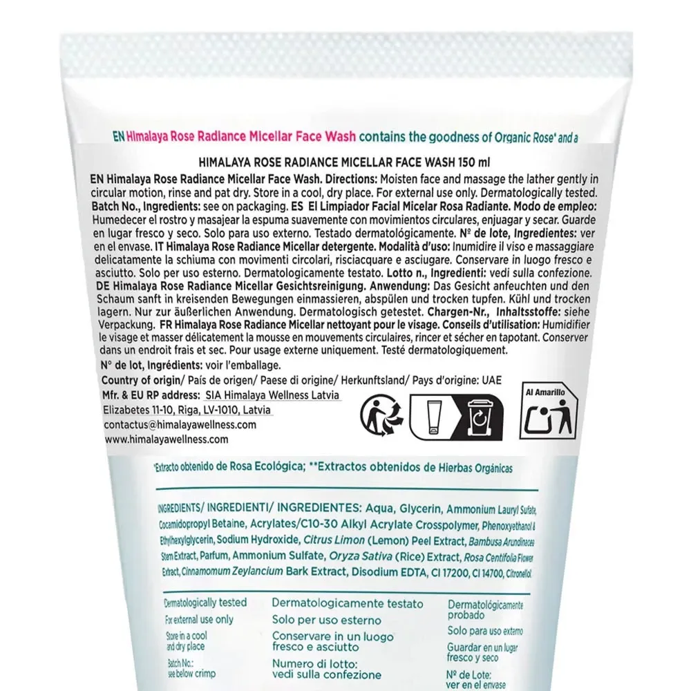Rose Radiance Micellar Face Wash - 150 ml. - Image 2