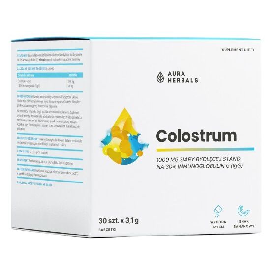 Aura Herbals - Colostrum 1000 mg banansmag, sachets 30 stk