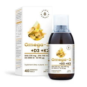AURA HERBALS Ómega-3 - 370 DHA / 700 EPA + D3 2000 UI + K2 (200 ml / 6