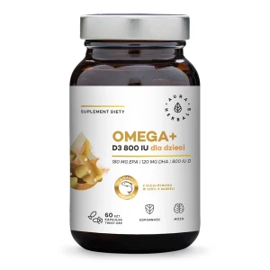 AURA HERBALS Omega+ Vitamina D3 800 UI para crianças (60 cápsulas de tampa de rosca) - Viking Supplements