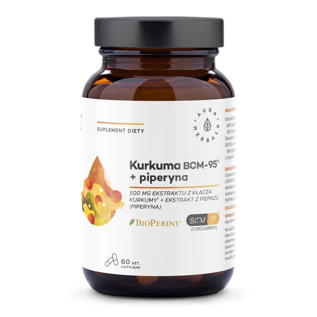 AURA HERBALS Cúrcuma 500 mg BCM-95® + piperina (60 cáps.) - Viking Supplements