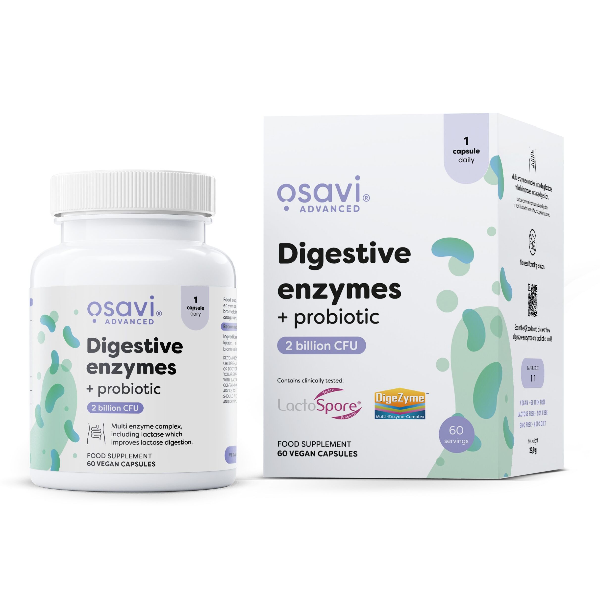 Enzimas digestivas + probiótico - 60 cápsulas veganas - Viking Supplements