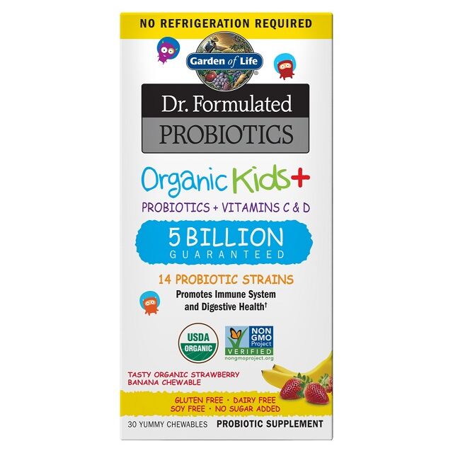 Garden of Life - Dr. Formulated Probiotics Kids+ Jordbær Banan - 30 tyggetabletter