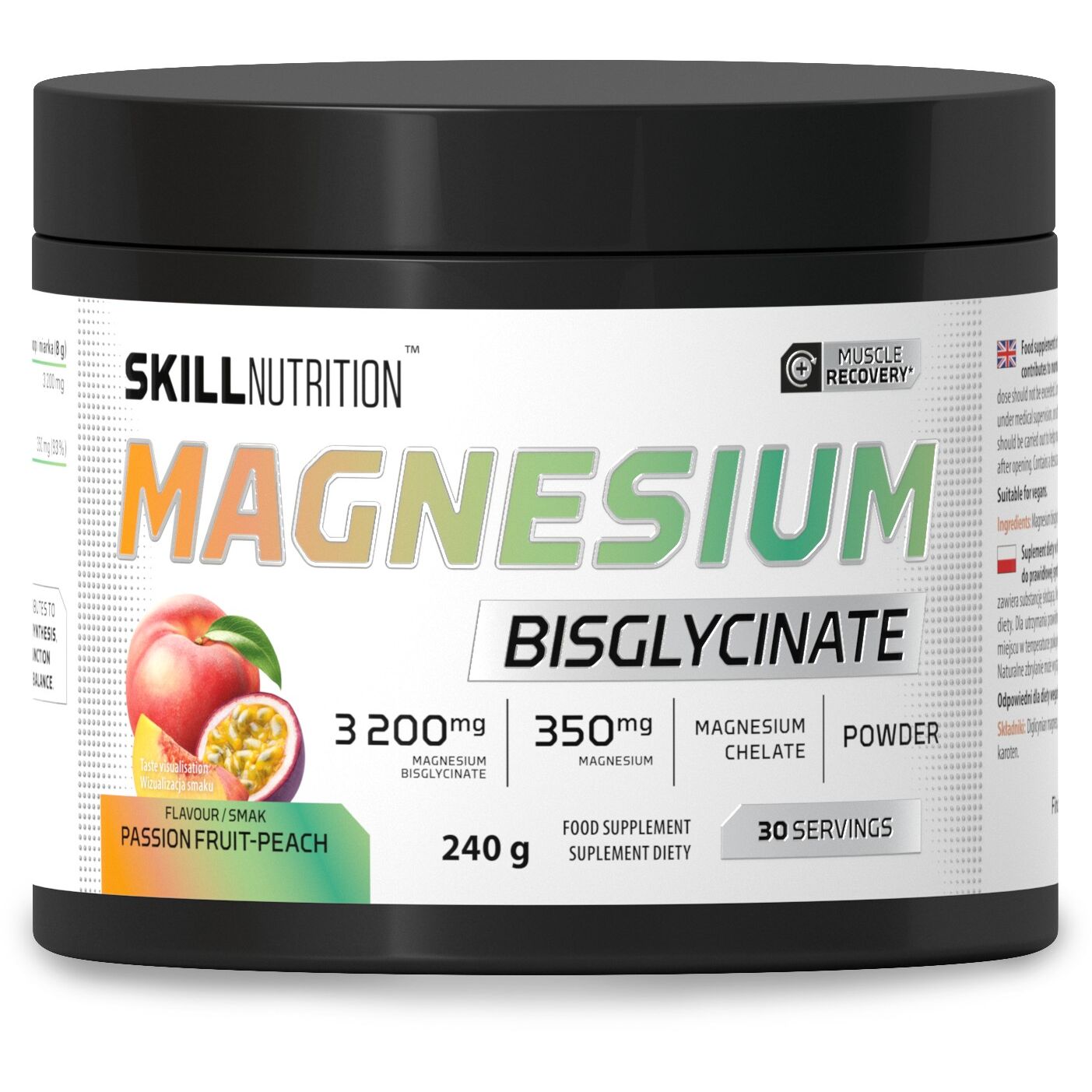 Skill Nutrition - Magnesiumbisglycinat, passionsfrugt-fersken + 240 g