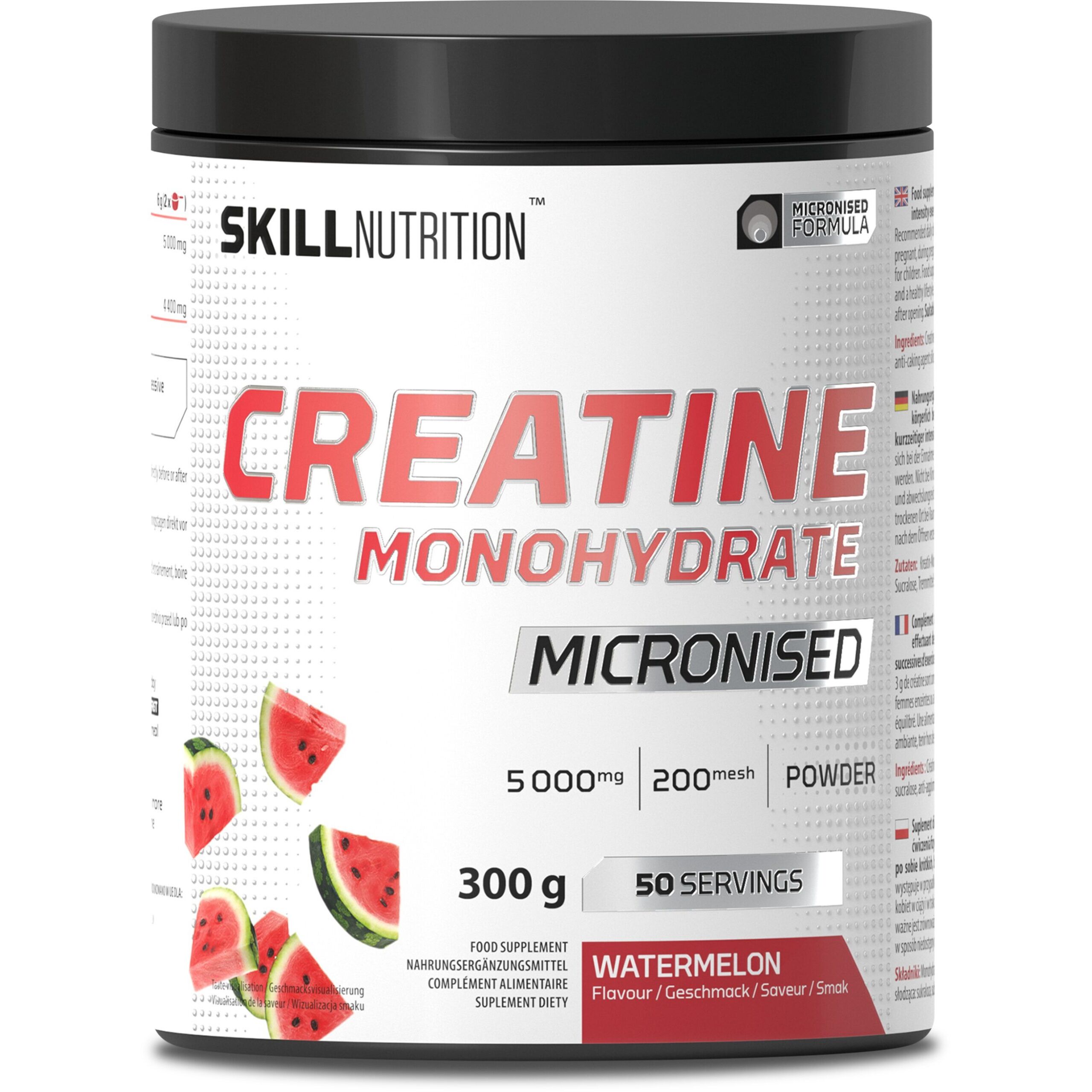 Skill Nutrition - Mikroniseret kreatinmonohydrat, vandmelon-smag + 300g