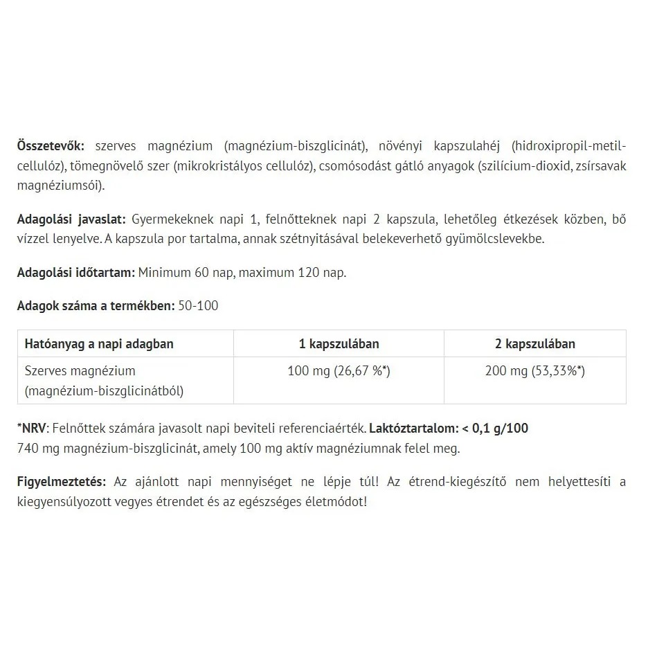 Natur Tanya Magnesium Bisglycinate (90+10 capsules) - Image 2