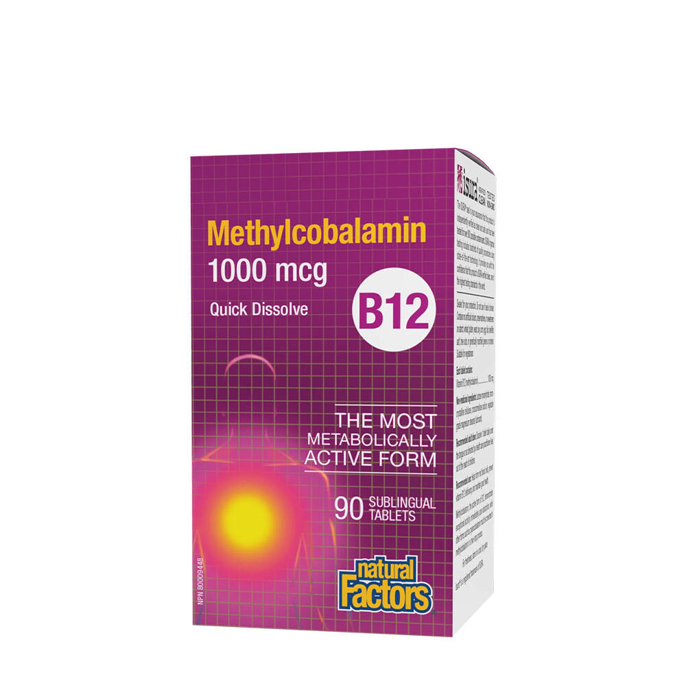 Natural Factors B12 Metilcobalamina 1000 mcg (90 comprimidos) - Viking Supplements