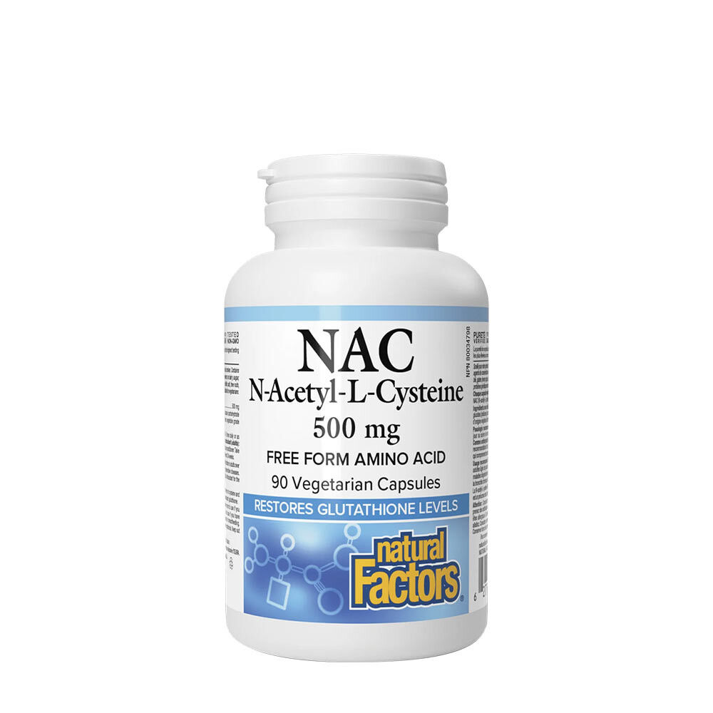 Natural Factors N-Acetyl-L-cystein, aminosyre, 500 mg (90 kapsler) billede