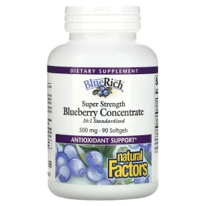 Natural Factors Concentrado de Mirtilo Superpotente 500 mg, 90 cápsulas moles - Viking Supplements
