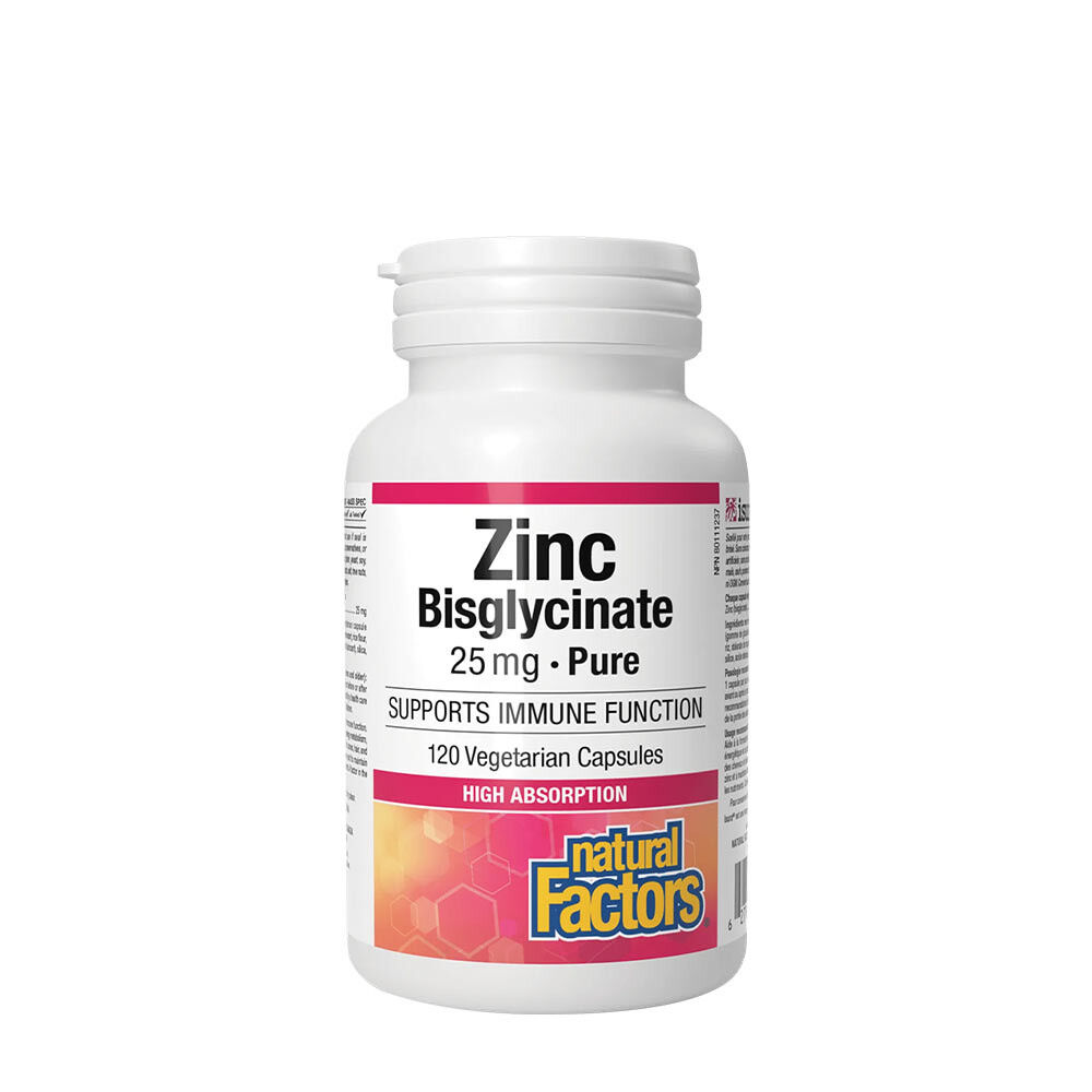 Natural Factors Zinc Bisglycinate 25 mg (120 Capsules) - Viking Supplements