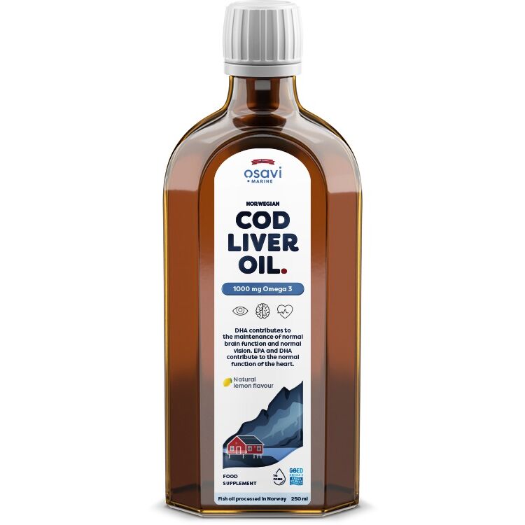 Osavi - Norwegian Cod Liver Oil, 1000mg Omega 3 (Lemon) - 250 ml.