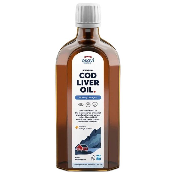 Óleo de fígado de bacalhau norueguês OSAVI 1000 mg de ómega 3