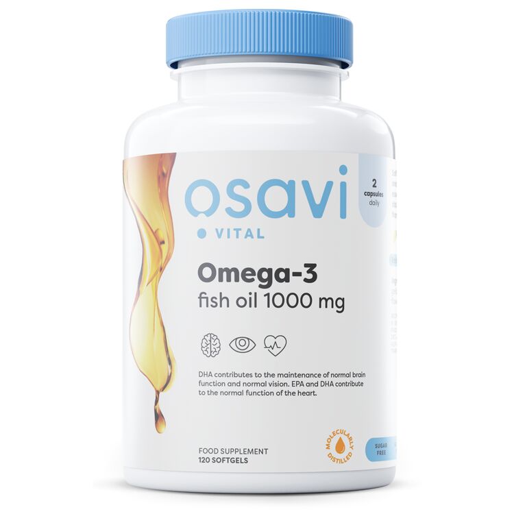 Omega-3-fiskeolie, molekylært destilleret, 1000 mg (citron) 120 bløde kapsler