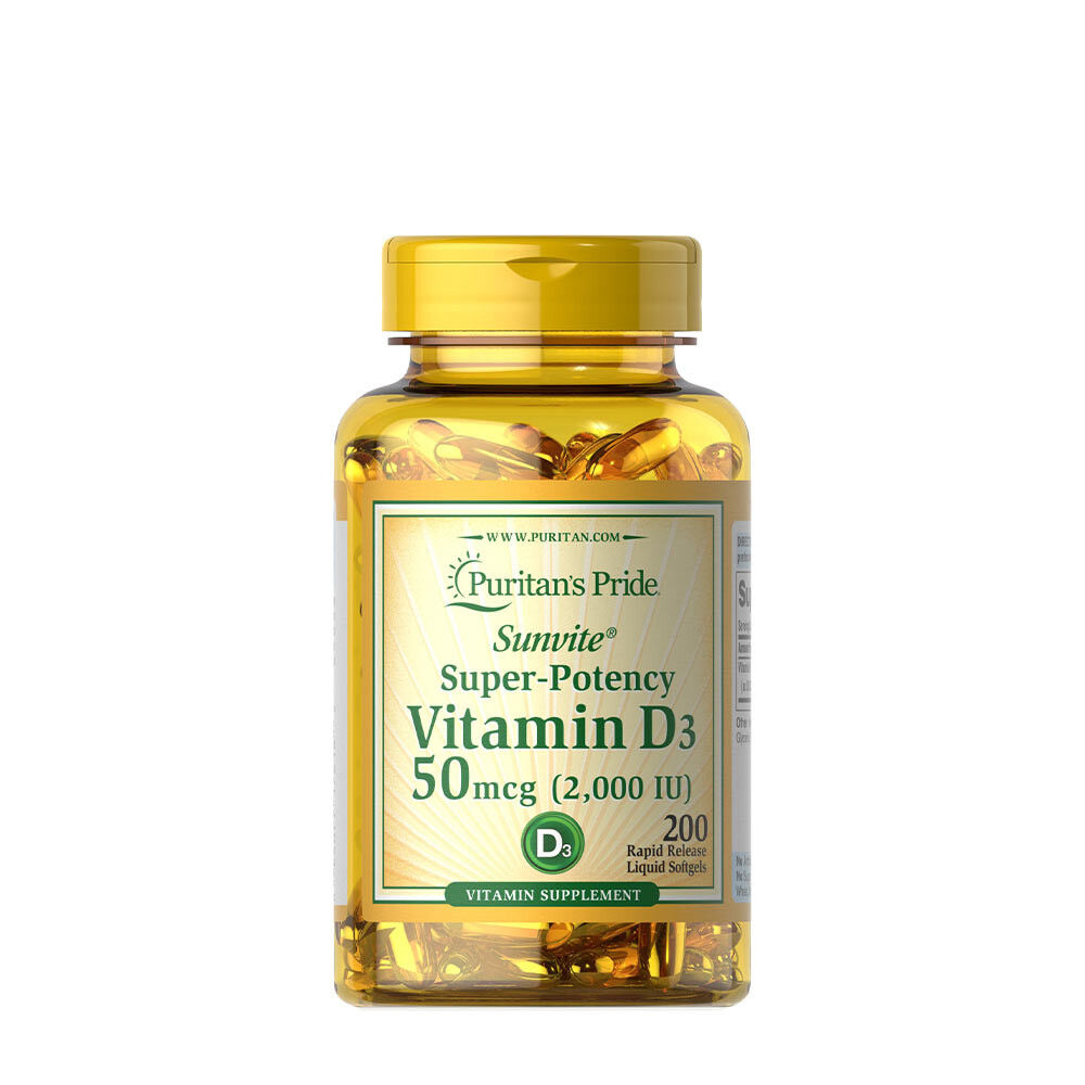Puritans Pride Vitamina D3 2000 UI (200 cápsulas moles) - Viking Supplements