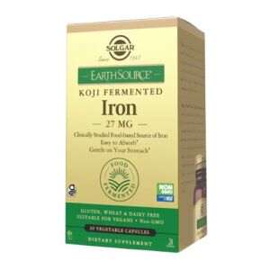 SOLGAR Earth Source® Koji Fermented Iron 27 mg  (30  caps) - Viking Supplements