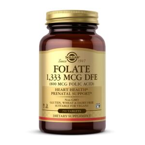 SOLGAR Folato 1333 mcg DFE (800 mcg de ácido fólico) (250 comprimidos) - Viking Supplements