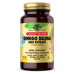 SOLGAR Extrato de Folha de Ginkgo Biloba (180 cápsulas vegetais) - Viking Supplements