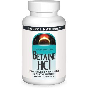 Source Naturals Betaína HCl 650 mg, 180 comprimidos - Viking Supplements