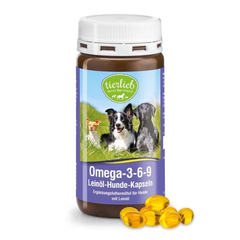 TIERLIEB Cápsulas de óleo de linhaça com ómega-3-6-9 para cães (180 cápsulas) - Viking Supplements