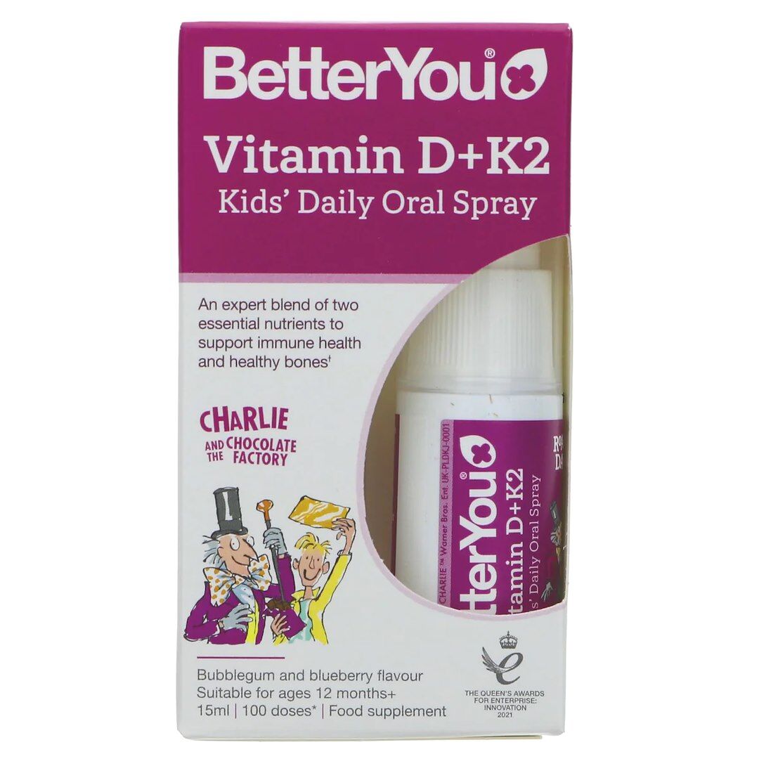 Spray oral diário de vitamina D+K2 para crianças