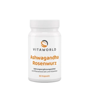 Vitaworld Complexo de Ashwagandha e Raiz de Rosa (60 cápsulas) - Viking Supplements