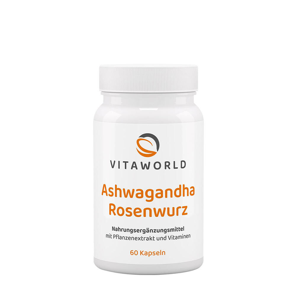 Vitaworld Complexo de Ashwagandha e Raiz de Rosa (60 cápsulas) - Viking Supplements