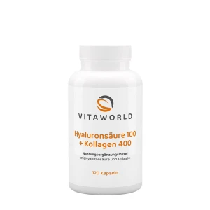 Vitaworld Ácido Hialurónico 100 + Colagénio 400 (120 cápsulas) - Viking Supplements