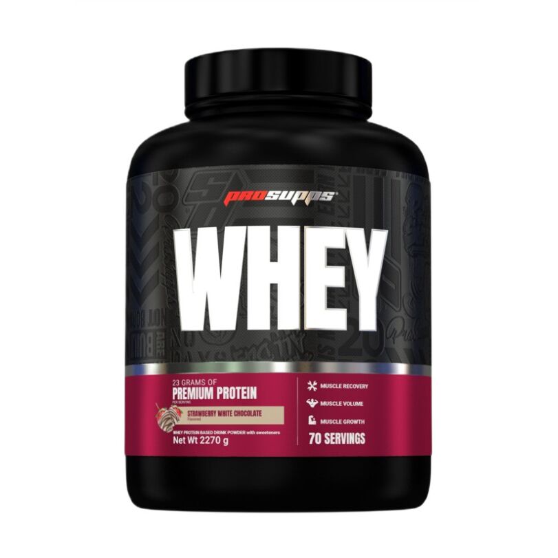 ProSupps - Wheyproteinpulver Jordbær hvid chokolade + 2270 g